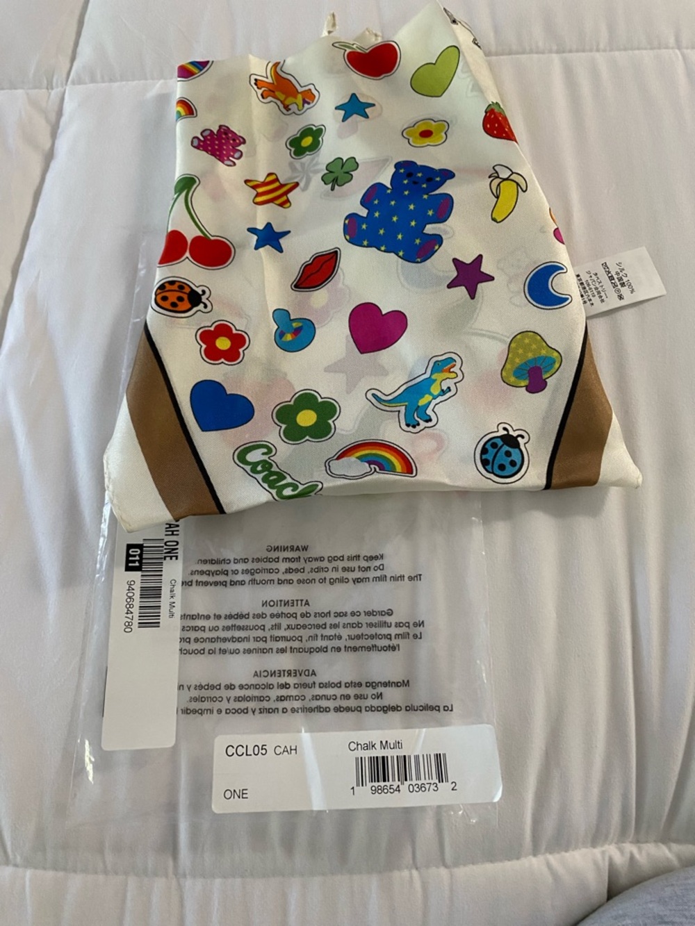 Coach sticker print silk scarf - Picture 2 of 2